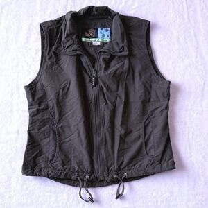 Mudd Olive Green Zip Up Vest Drawstring Waist Mesh Panels Size M